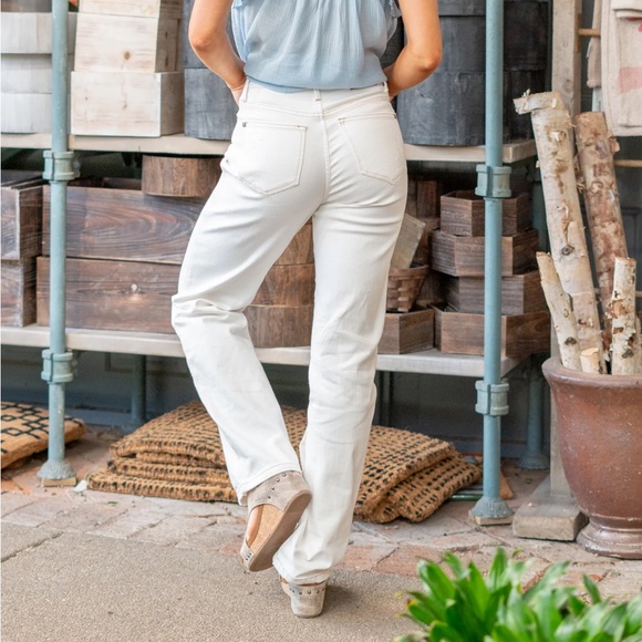 JUDY BLUE MASIE HIGH RISE STRAIGHT ECRU - Picture 2 of 14